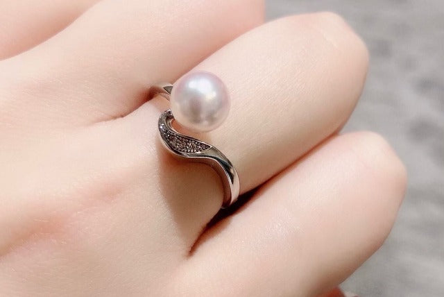 Pink pearl ring Akoya pearl